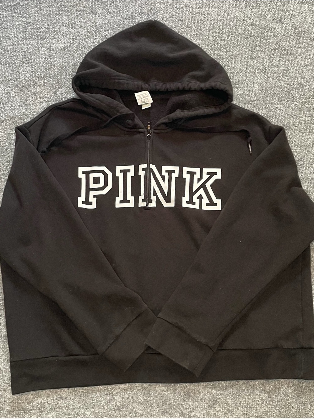 Victoria’s Secret PINK Logo Quarter Zip Black Hoodie
